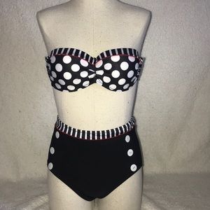 50s Pin-Up Style High Waisted Polka Dot Bikini